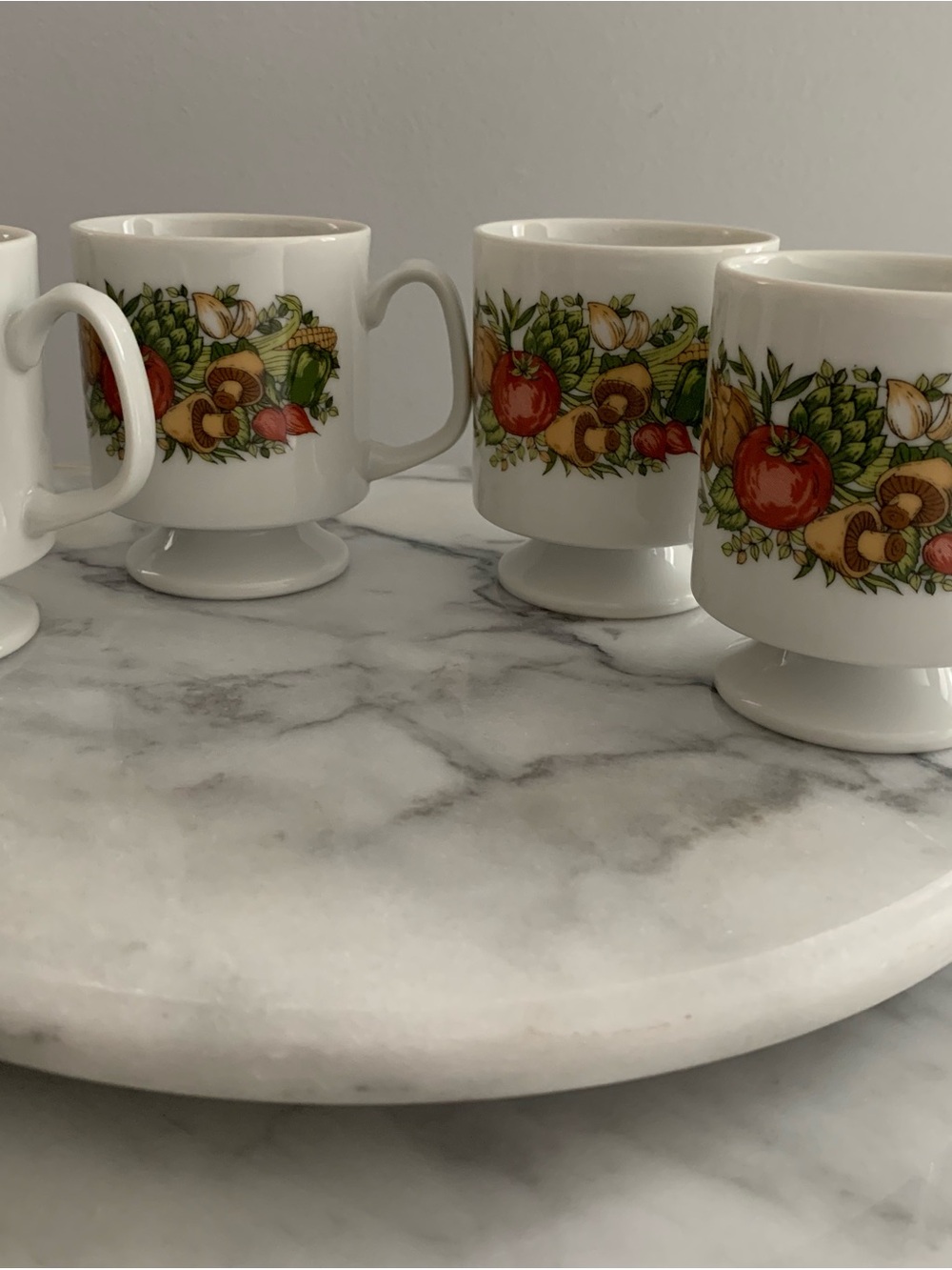 1970s Cottagecore Mugs/Garden Bounty/Harvest Vegetable-set of 4